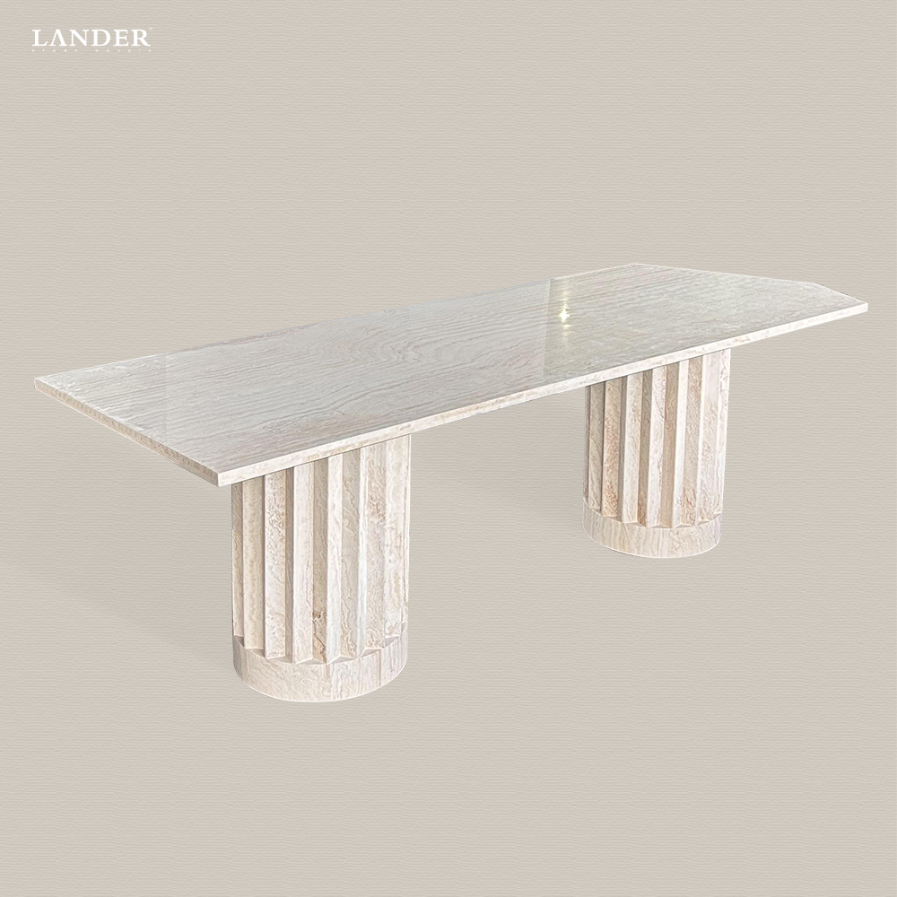 Marble Dining Table With Travertine Columns Landerstone