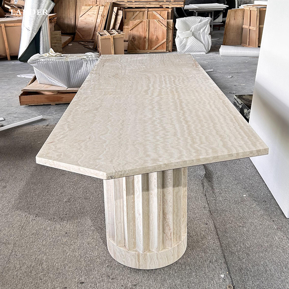 Marble Dining Table With Travertine Columns Landerstone