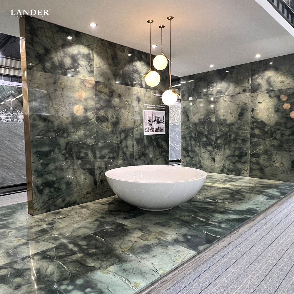 Botanic Green Two Marble Slab - LanderStone