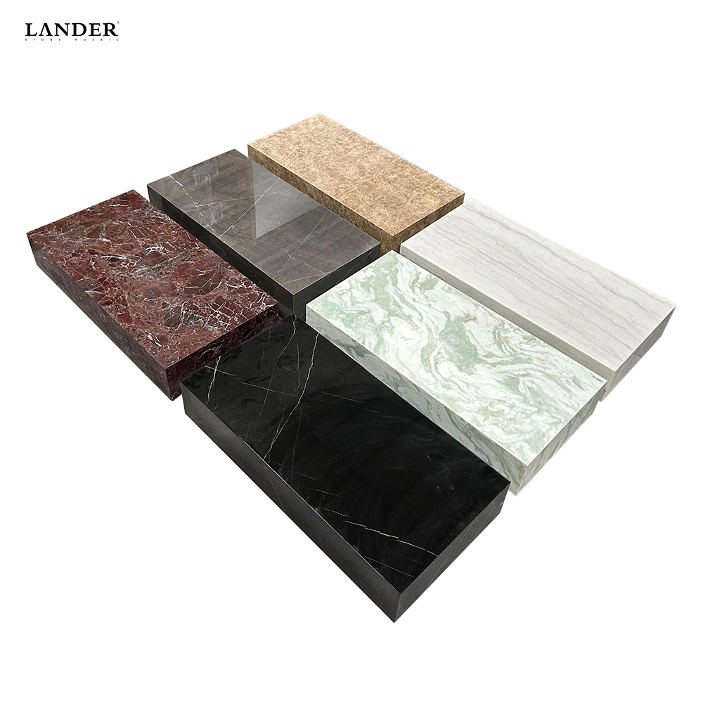Long Cube Marble Coffee Table Set - LanderStone