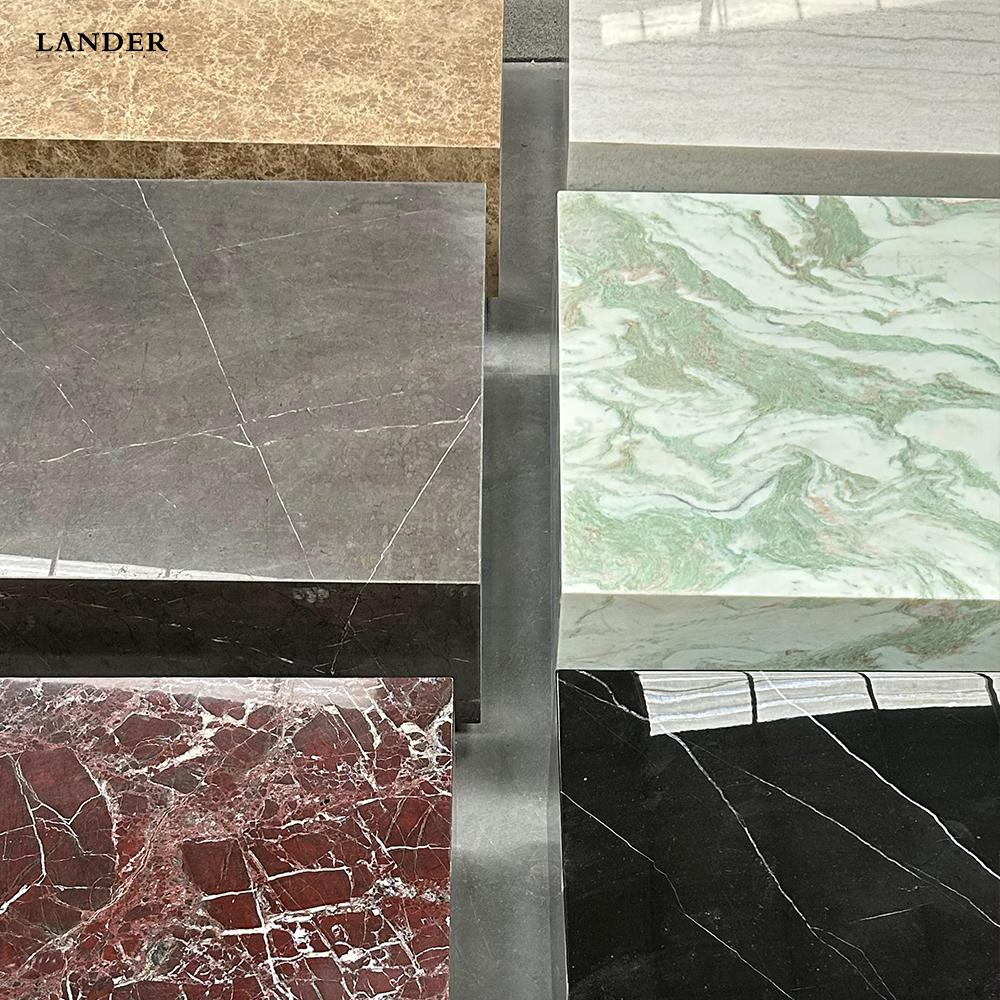Long Cube Marble Coffee Table Set - LanderStone