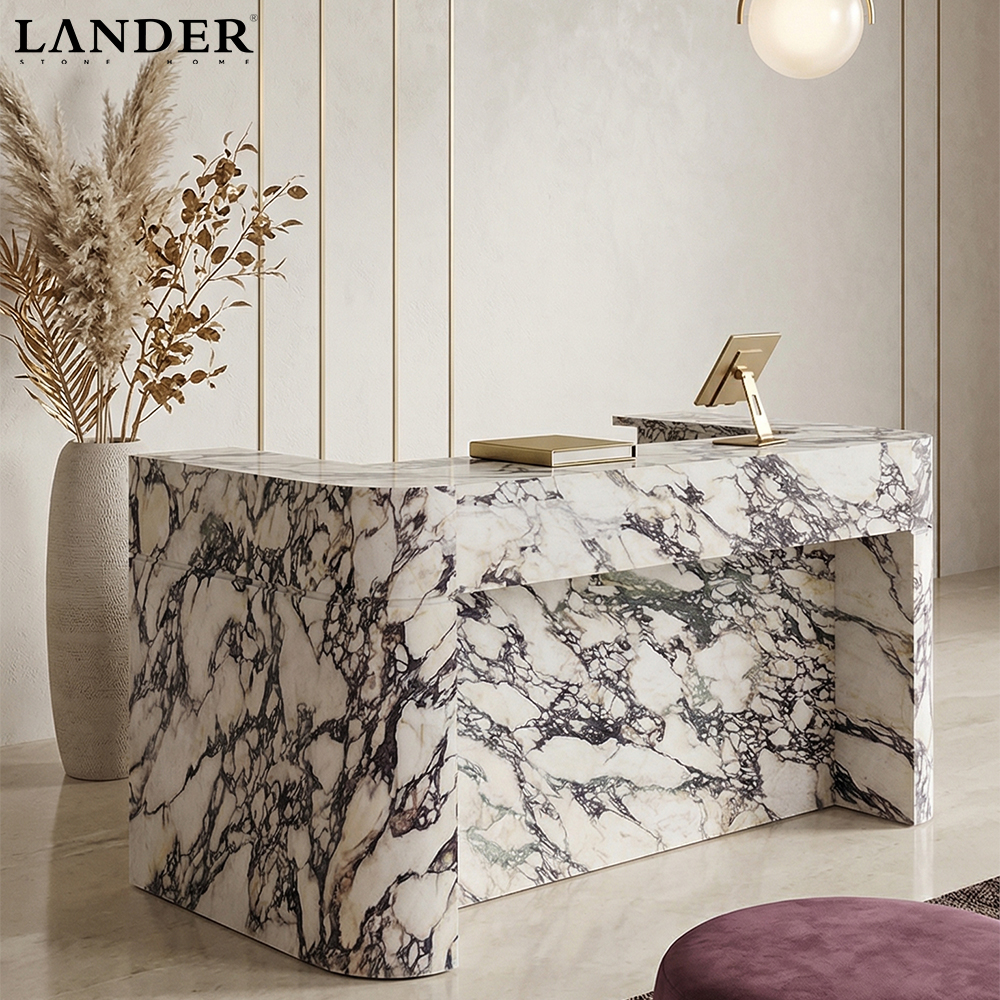 Calacatta Viola Marble Reception Desk - LanderStone