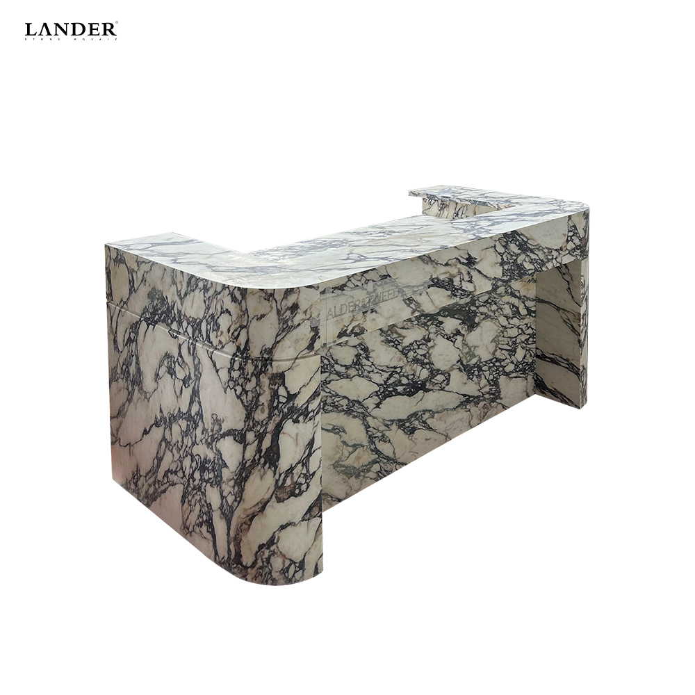Calacatta Viola Marble Reception Desk - LanderStone