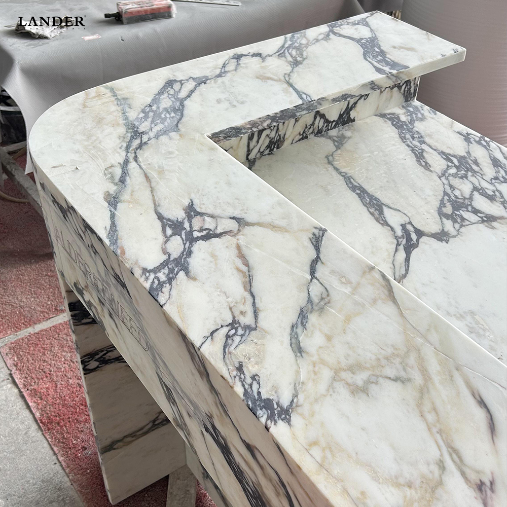 Calacatta Viola Marble Reception Desk - LanderStone