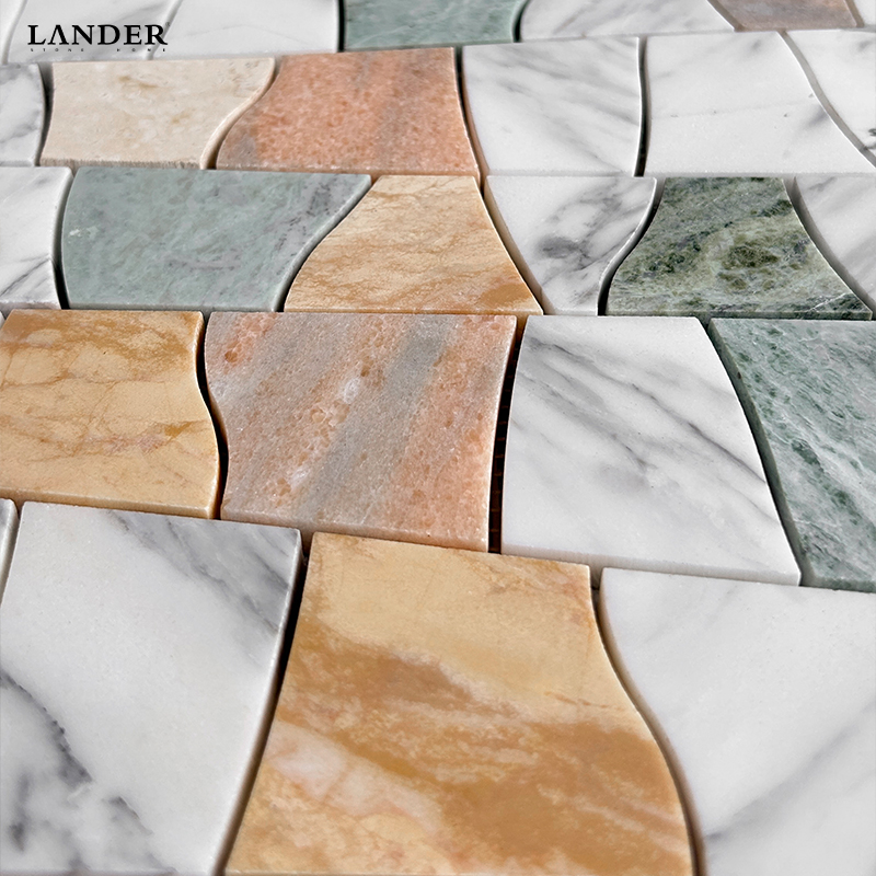 Irregular Shangrila Green Marble Mosaic Tiles - LanderStone