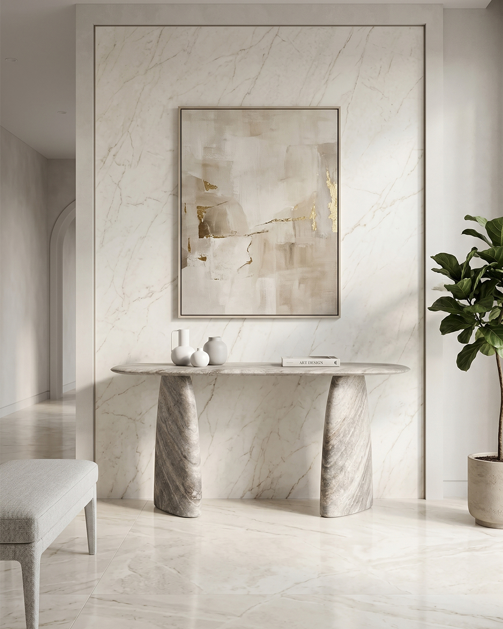 Emperador Light Marble Console Table - LanderStone